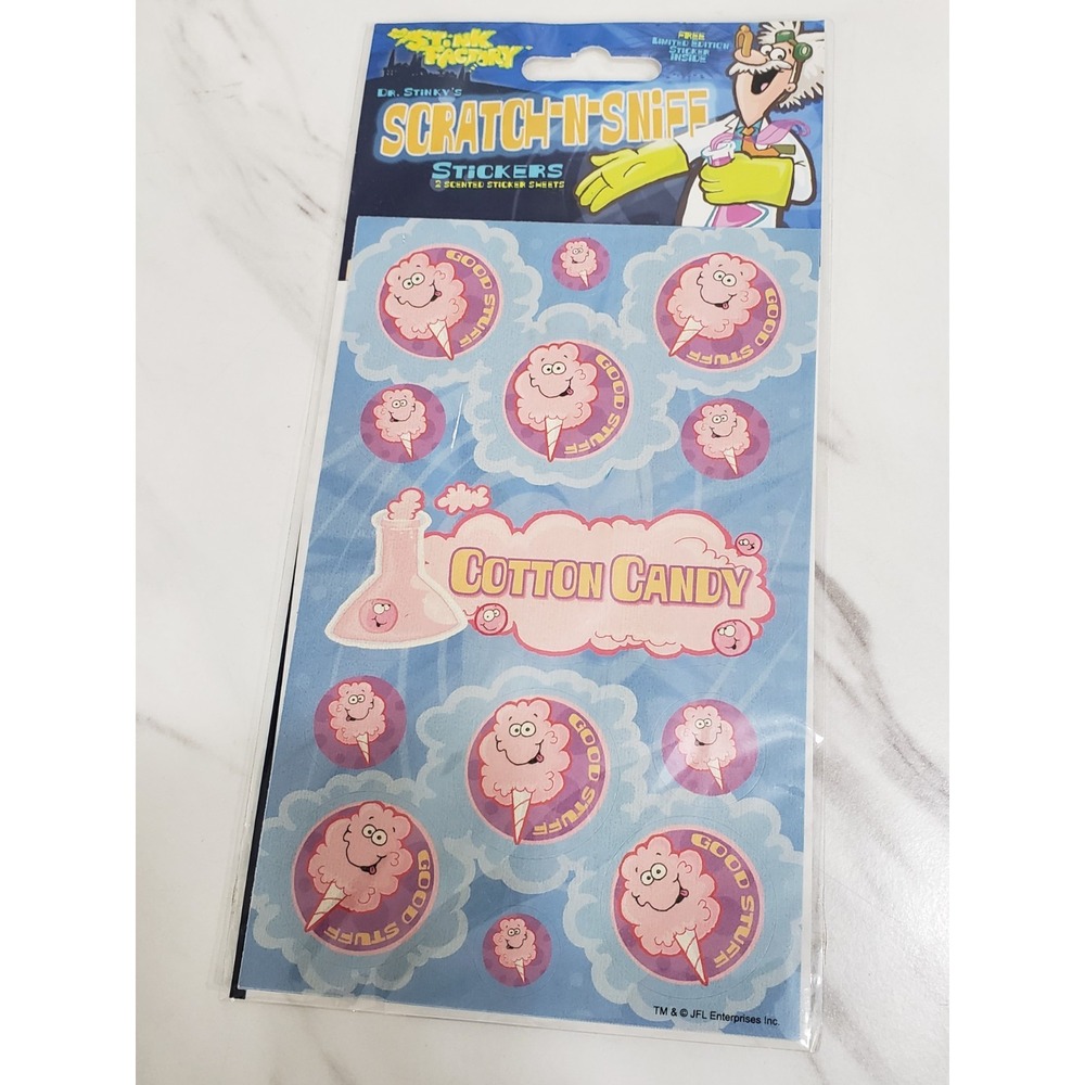 Stink Factory Scratch-N-Sniff Stickers Cotton Candy 2 Sheets Each VINTAGE